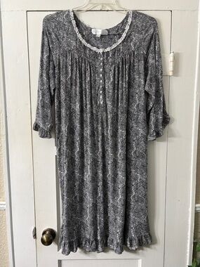 Eileen West Lace Trim Nightgown with Ruffles